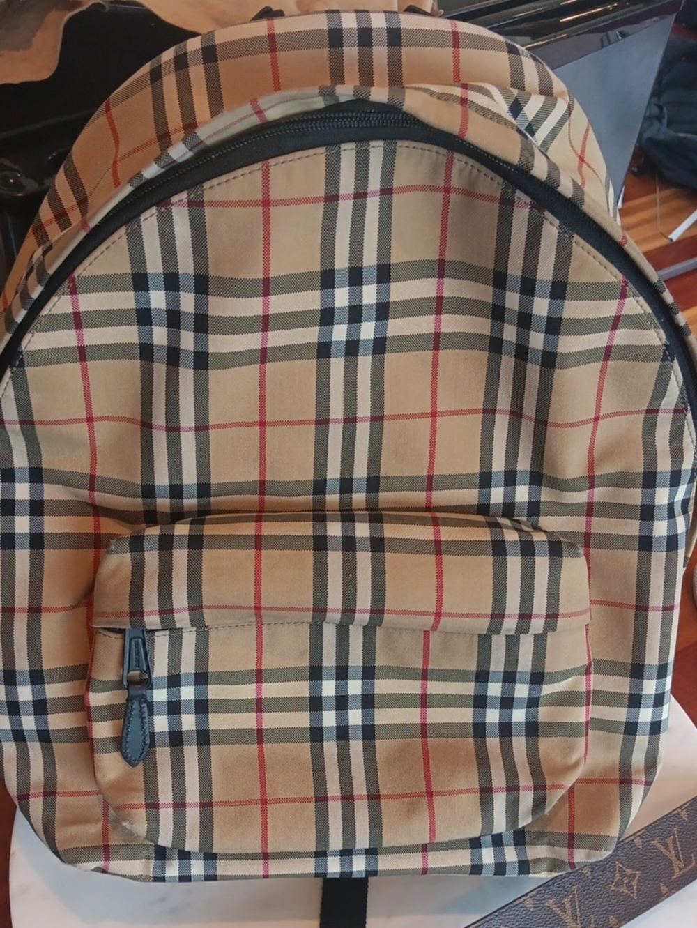 Classic Check Pattern Tan Backpack